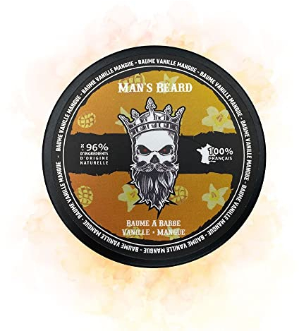 Man's Beard | Baume à barbe homme | Vanille Mangue | Ingrédients d'origine naturelle | Soin de barbe adoucissant et aide à la pousse de la barbe | 100% Fabrication Française