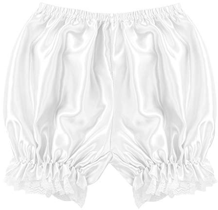 lijun Bloomers de Seda de imitación para Mujer, Bragas con Adornos de Encaje y Volantes, Pantalones Cortos de Calabaza victorianos, Vestido de Baile de Color sólido, Falda Dividida, Pettipants