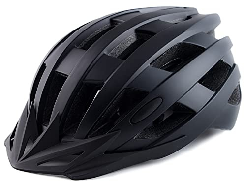 Adult Bike Helmets, Adjustable Mens Womens Bicycle Helmet, Lightweight Road Mountain Cycling Safety Sports Helmets with Detachable Visor Black