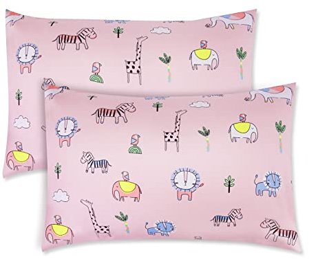 Vicloon Funda de Almohada para Bebé,2PCS Fundas de Almohada Tipo sobre, 40cm x 60cm Funda de Almohada de Viaje Suave y Transpirable para Niño y Niña(Rosa)