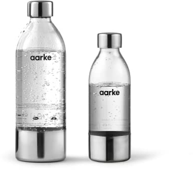 aarke 2 x Botella para Máquina de Soda Carbonator 3, sin Contenido de BPA, con Detalles en Acero, 800ml + 450ml