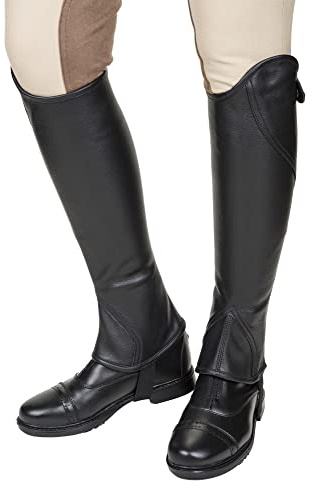 TuffRider Ladies Belmont Plus Leather Half Chaps- Black- 2X