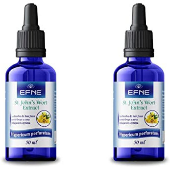 PACK 2 Unidades Hipérico (Hipericum Perforatum) | Hierba de San Juan | Extracto líquido en gotas | 50 ML | Suministro para 66 días (1,5 ml al día - 30 gotas diarias) | Vegano | EFNE