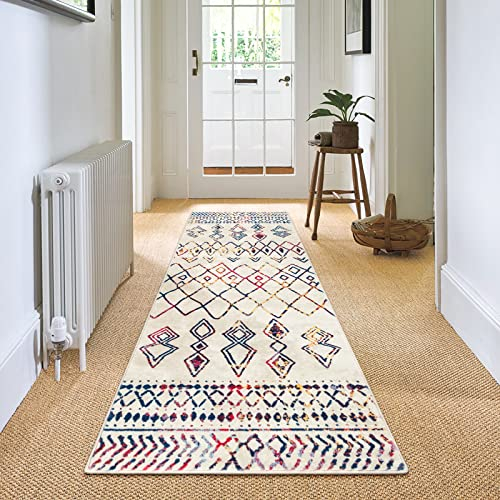 Carvapet Läufer Teppich 60x240cm rutschfest Lang Küchenteppich Waschbar Teppichläufer Weiche Mikrofaser Geometrisch Flächenteppich Laufteppich(Multicolor)