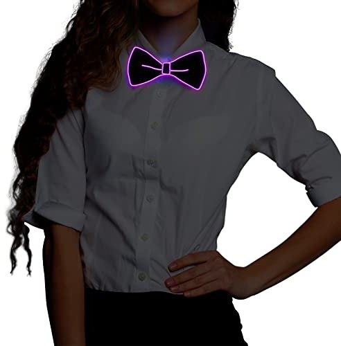 Ainiv Papillon Luminoso LED Uomo Con Cavo di Alimentazione, 3 Modalità Flash, Illuminato Regolabile Con Cerniera, Accessorio Costume per Feste, Bar, Scuola, Viola