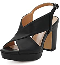 QUEEN HELENA Sandali Eleganti con Tacco Medio a Fascia Incrociata Donna ZM9106 (Nero, Sistema Taglie Calzature EU, Adulto, Numero, Media, 39)