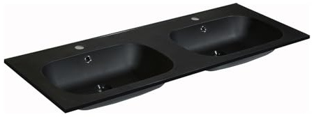 Vente-unique - Lavabo empotrado Atiwa - L 120cm x A 46cm x H 14.5cm - resina - negro