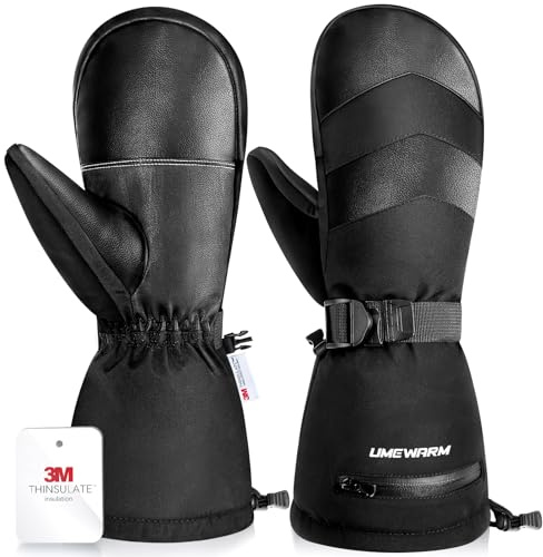 UMEWARM -10°F Winter Ski Mittens for Men & Women Made with 3M C100 Insulation, Double Waterproof Winter Ski Gloves, 2X Warmer Snowboard Mittens with 5-Layer Fabric, Premium Anti-Slip Palm Snow Mitts