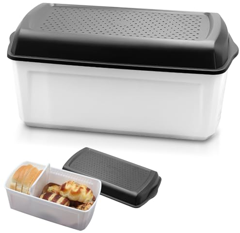 SUNOYA Boîte à pain avec séparateur et couvercle Bread - Grande boîte de conservation du pain frais - 33,5 cm x 17,5 cm x 15,5 cm