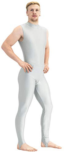 ML-Sport24 Herren Leggings mit Fußsteg glänzend Stretch Shiny 80% Polyamid 20% Elasthan, M, Haut