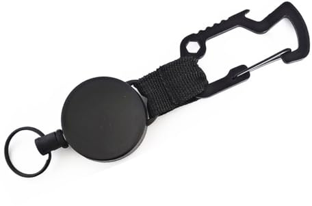 HOUSON utdragbar nyckelring, utdragbar snodd med 60 cm stålkabel ID infällbar ID-hållare nyckelring