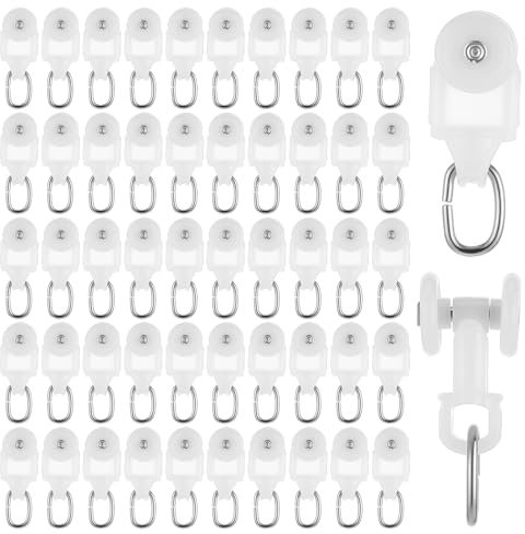 50 Pcs Curtain Track Rollers, Silent Curtail Rail Pulley Slide Rollers Plastic Ceiling Gliders with Dual Wheel Drapery Rail Sliding Glider for 23 * 28mm Rails (Inner diameter)
