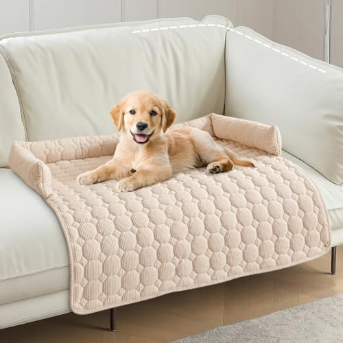 Hundbädd för soffa – 75 cm hundtäcke hund tvättbar, halkfri hundmatta med nackrulle, soffskydd för husdjur fluffig hundmatta möbelskydd för små medelstora stora hundar katter