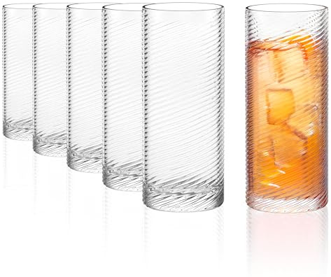 Stölzle Lausitz Berlin longdrinkglas uppsättning om 6 491 ml – eleganta cocktailglas av kristallglas i art déco-stil – perfekt longdrink-, juice och vattenglas – diskmaskinssäkra, tillverkade i