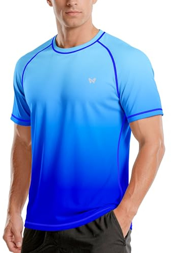 WISMBOX Men's Short Sleeve Rash Vest, UPF 50+ UV Swim T-Shirt, Quick Dry Sun Protection Top for Swimming, Beach & Holidays