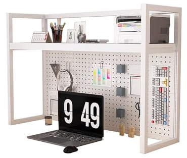 Datorförvaringsställ Justerbar Metall 82 cm Höjd Mångsidig Bordsorganisatör för Skrivbord Platssparande för Kontor Hemma Arbetsrum Sovsal(White,90cm)