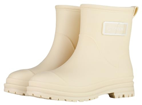 Generisch Stivaletti estivi da donna leggeri: stivali in gomma da donna, colorati, senza lacci, impermeabili, da giardino, con suola antiscivolo, per giorni di pioggia, giardino e cucina, beige., 41