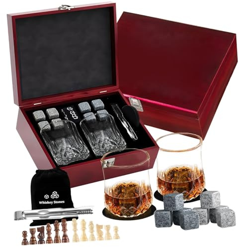 carotoe whisky dryckesartiklar kollektion funktion 2 glas kylsten med schackstilar låda design lyxig whisky issten gåvoset