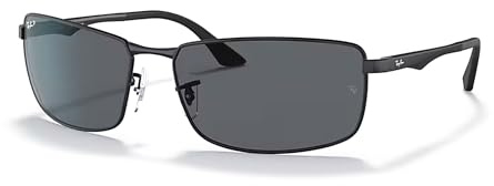 Ray-Ban RB3498 006/81 64MM Matte Black/Plastic Lens Grey Gradient Polarized Rectangular Sunglasses For Men +BUNDLE with ACCESSORY EYEWEAR KIT