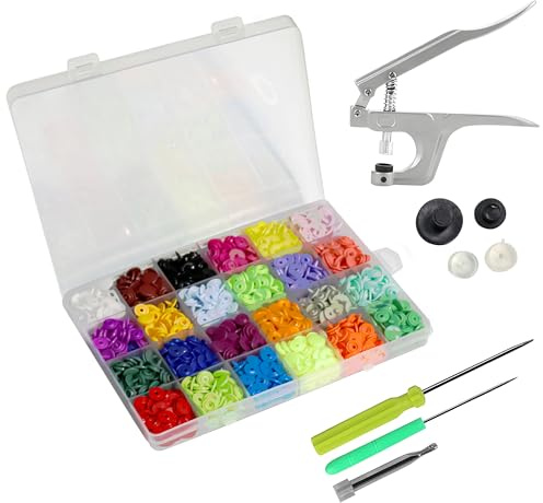 Trimming Shop KAM Prensa a Presión Alicates T3 Plástico Broches Kit Principiante No-Sew Mano Herramienta Botones Cierres para Lana Ropa Niños Ropa Telas Pañales Baberos 150pcs (15
