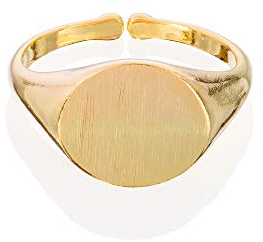 namana anillo de sello redondo ajustable para mujer, acabado cepillado, anillos clásicos y abiertos para mujer, incluye bolsa de joyería