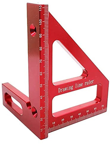 Gonnely 3D Righello Multiangolare, Righello Angolare in Alluminio per Falegnameria a T da 45/90 Gradi, Adatto per la Strumento di Misurazione e Posizionamento (Rosso)