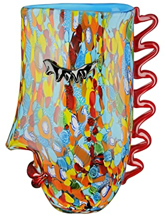 GILDE GLAS art Design Vase Froozen - Gesicht Face - durchgefärbtes Glas - mundgeblasen - Höhe 30 cm