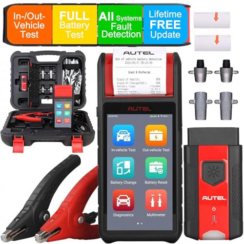 Autel MaxiBAS BT608 Automotive Battery Tester(Free Update) & Electrical System Analyzer, 6V/12V (100-3000 CCA), Adaptive Conductance, AutoVIN, Electric Reset, Cranking/Charging Test, Built-in Printer