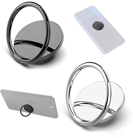 PFLYPF 2 Soportes de anillo de teléfono portátil, Soportes giratorios de 360 grados, soportes universales para anillos de teléfono móvil, fuerte adsorción, adecuados para todos los teléfonos (negro