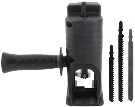 Elektrischer Bohrer-zu-Säge-Adapter, Tragbarer Säbelsägen-Adapter, Kettensägen-Umrüstkopf mit 3 Sägen für das Schneiden von Holz und Metall (Schwarz)
