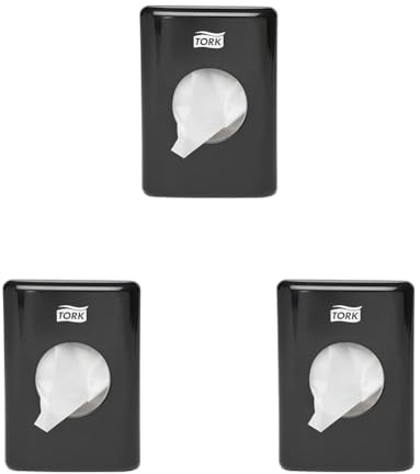 Tork 566008 Spender für Hygienebeutel in Schwarz/Tork B5 Hygienebeutelhalter in modernem Elevation Design (Packung mit 3)