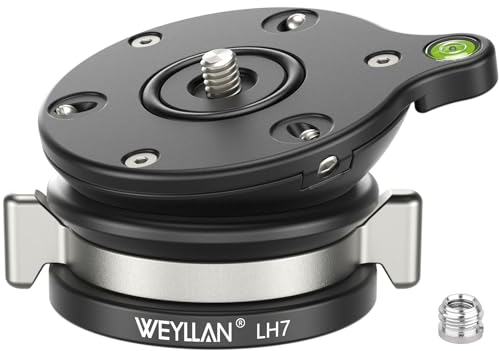 WEYLLAN LH7 Stativkopf Nivelliersockel, Tripod Leveling Base, Stativ Nivellierbasis Leveling Base, Stativkopf Nivellierbasis, Kamera-Nivellierer, für DSLR Kamera Camcorder Stative, Tragfähigkeit 10kg