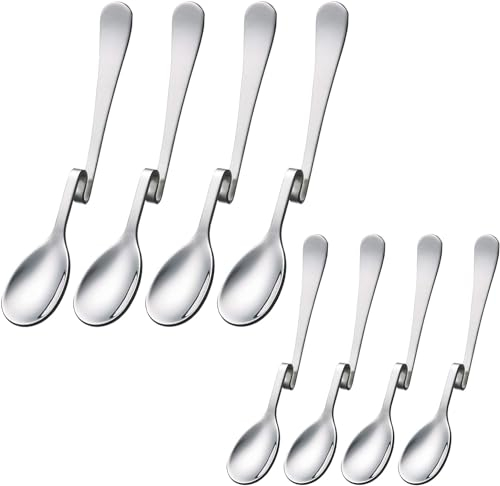Cucchiaini da latte macchiato in acciaio inox con manici curvi, cucchiaini da long drink con curvatura, cucchiaini da miele con manici curvi e cucchiaini da caffè, 8 cucchiaini da caffè