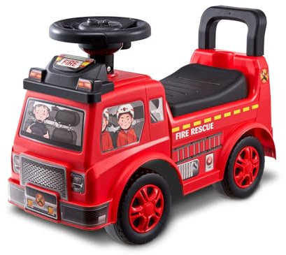 VEVOR Rutschauto, 52,5 x 22,5 x 37 cm Kinderfahrzeug für Kleinkinder von 1 bis 3 Jahren, Kinderauto mit Musiklenkrad, Hupe und Stauraum unter dem Sitz, Rutschfahrzeug zum Sitzen und Stehen Rot