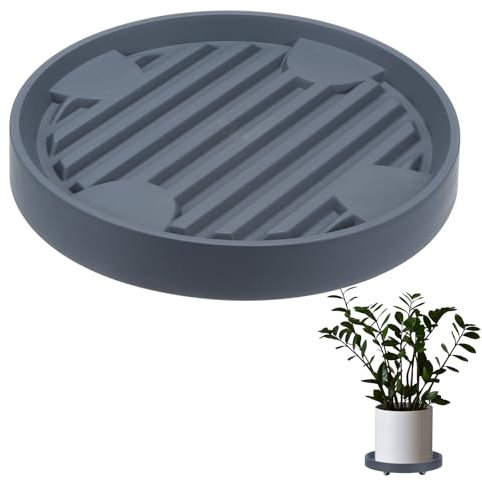 M METERXITY Soporte para Plantas con Ruedas, Carro de Plantas Redondo de 28cm con Ruedas Ocultas para Macetas de Interior/Exterior, 360° Carro de Plantas [132 Libras, Gris]