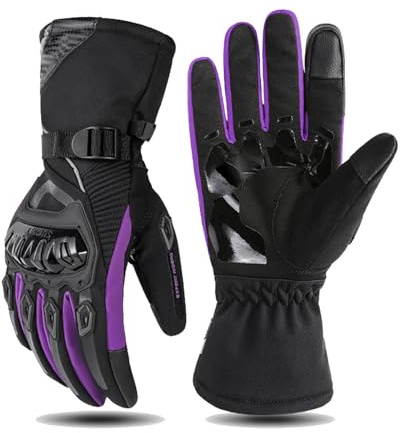 Gants de moto Ordaba, 2024 coupe-vent et imperméables - Gants de moto d'hiver anti-chute épais pour homme et femme (violet, taille S)
