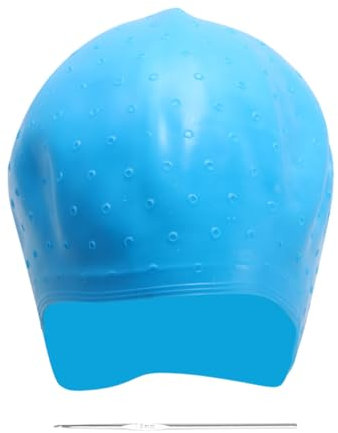 LALADEFIEE Cuffia Per Schiariture in Silicone Blu Con Ago Per Tintura Capelli Strumento Professionale Per Parrucchieri Elegante e Confortevole Per Evidenziare i Capelli Casa Salone