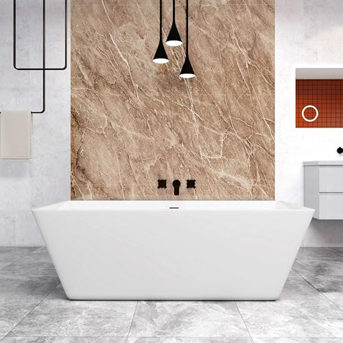 Baignoire îlot design rectangulaire L.170 x l.80 x H.58cm Capacité Maximum de 300 Litres - Blanc - En Acrylique - AICA baignoire avec Bonde et trop plein