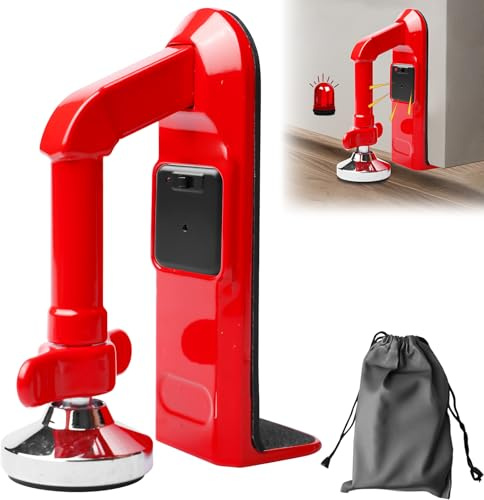 Tope de puerta con alarma, alarma de puerta de 80 dB, protección antirrobo, cierre de puerta portátil, doble zapato, alarma ajustable, tope de puerta para protección personal de hoteles domésticos y