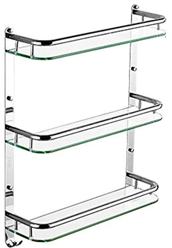 Étagère murale multifonction pour salle de bain avec porte-serviettes en verre trempé, installation sans perforation, gain de place pour douche et baignoire – A510 x 140 x 135 mm et E410 x 140 x 612