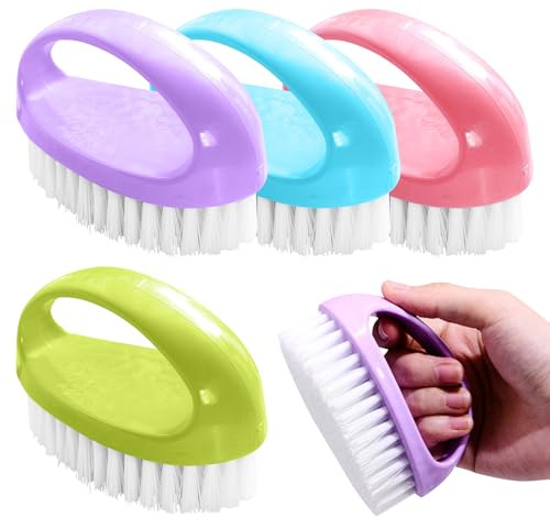 4Pcs Hand Nail Brushes, Nylon Firm Stiff Bristles Brush for Cleaning Nails & Toes, Handle Grip Heavy Duty Nail Brushes for Fingernails, Deep Clean Scrubber for Mechanics Gardeners Hand Nails Toes