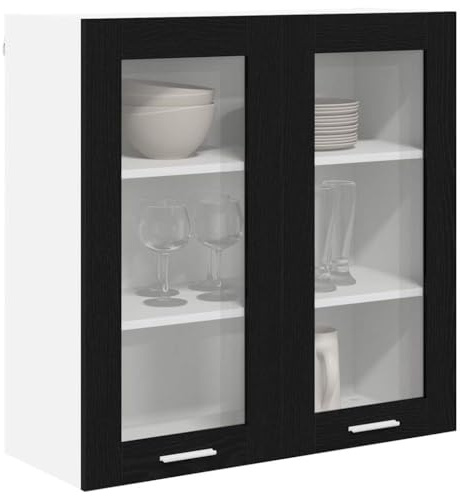 vidaXL Armoire Suspendue Chêne Noir 80 x 31 x 80 cm Bois d'ingénierie, Armoire de Cuisine Moderne, Design rectangulaire, Grand Espace de Rangement, matériaux résistants, Style Contemporain