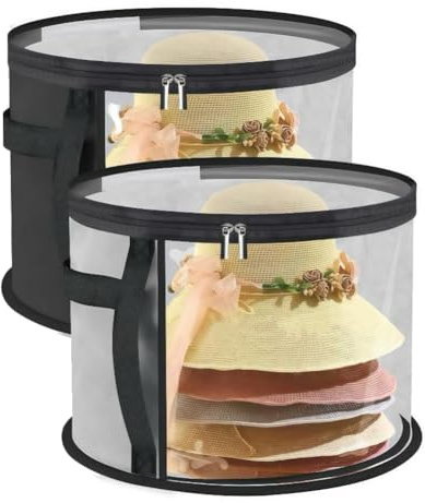 Osmond 2 Cajas para Sombreros con Asa y Cremallera para Mujer y Hombre, Caja para Sombreros de Vaquero, Estuche de Viaje Plegable para Gorras de Béisbol.