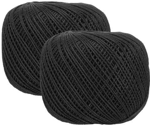 QUARKZMAN 2 Rollos 164 Yardas Tamaño 3 Hilo De Algodón Perla Negro Hilo De Encaje Para Tejer A Crochet Punto Bordado Costura