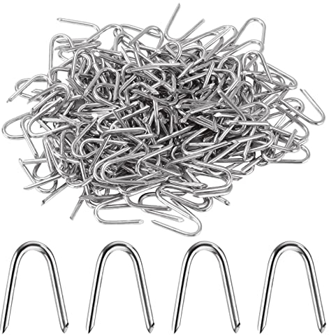 ASelected Lot de 400 Clou de Clôture en Forme de U, Crampillon Cloture Pour Fixer les Clôtures, les Filets Pare-Soleil, Fil de Fer Barbelé - 20×13 mm
