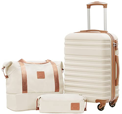 COOLIFE 3-Piece Suitcase Set, 20 inch Luggage Set for EasyJet, Lightweight | Carry on Suitcase with TSA Lock, 360° Spinner Wheels, YKK-zipper, with 1 water-proof Toiletry Bag,for Short trips and flights