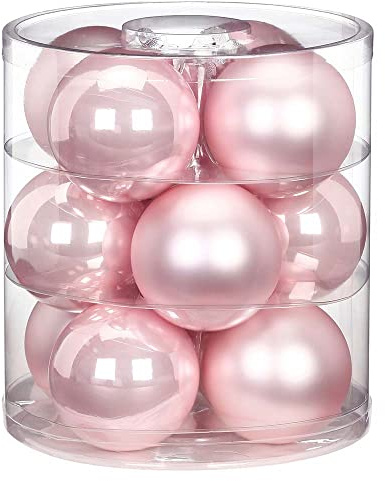 Magic Weihnachtskugeln Glas 8cm 12 STK. Christbaumkugeln (Lovely Magnolia | Rosa)
