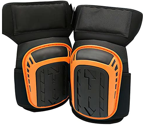 VIPITH Knee Pads for Work with Heavy Duty Gel Cushion, Knee Pad with Adjustable Non-Slip Straps for Work, Construction, Flooring, Gardening, Skating (Orange)