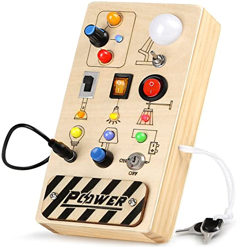 DINORUN Baby Spielzeug Busy Board Montessori Spielzeug ab 2 Jahr Holzspielzeug Lernspielzeug Activity Board Sensorik Spielzeug ab 2 3 4 Jahre