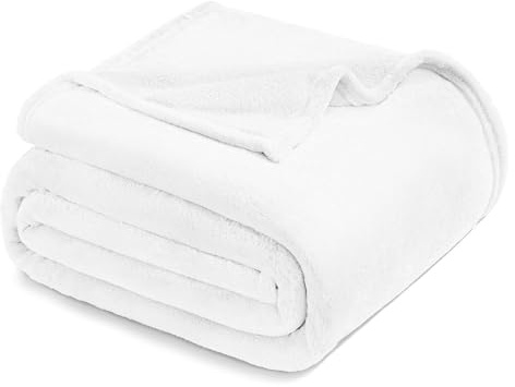 Exclusivo Mezcla Soft Fleece Double Size Blanket for Bed, Pure White | 150x200 CM, Double-Sided Brushed Flannel Blanket, Lightweight Plush Cozy Sofa Throw for Living Room, Machine Washable